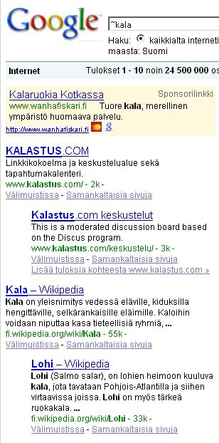 Google-haku: "~kala" google-haku-tilde-kala