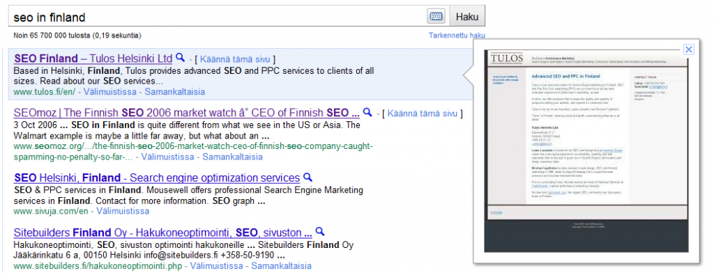 Google Instant Preview Screenshot of Google Instant Preview
