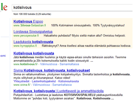kotisiivous hakukoneoptimointi