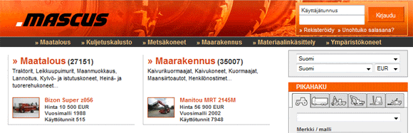 mascus-home-580 Mascus.fi sivun hakukoneoptimointi