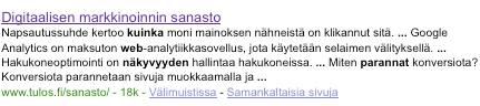 Pidempi ote hakutuloksissa